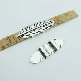 10 Pcs for 10mm flat leather,Antique Silver Feather jewelry supplies jewelry finding D-1-10-49