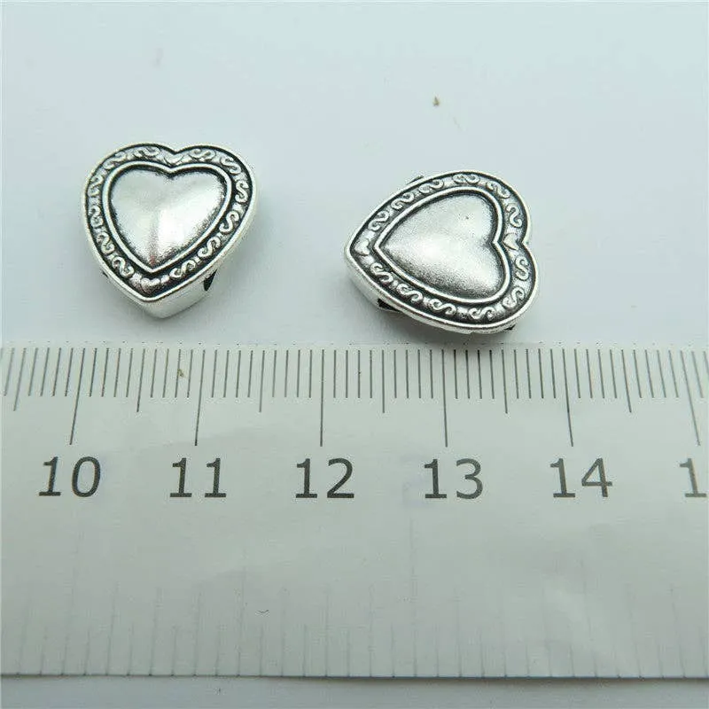 10 Pcs for 10mm flat leather,Antique Silver Hearts  jewelry supplies jewelry finding D-1-10-114