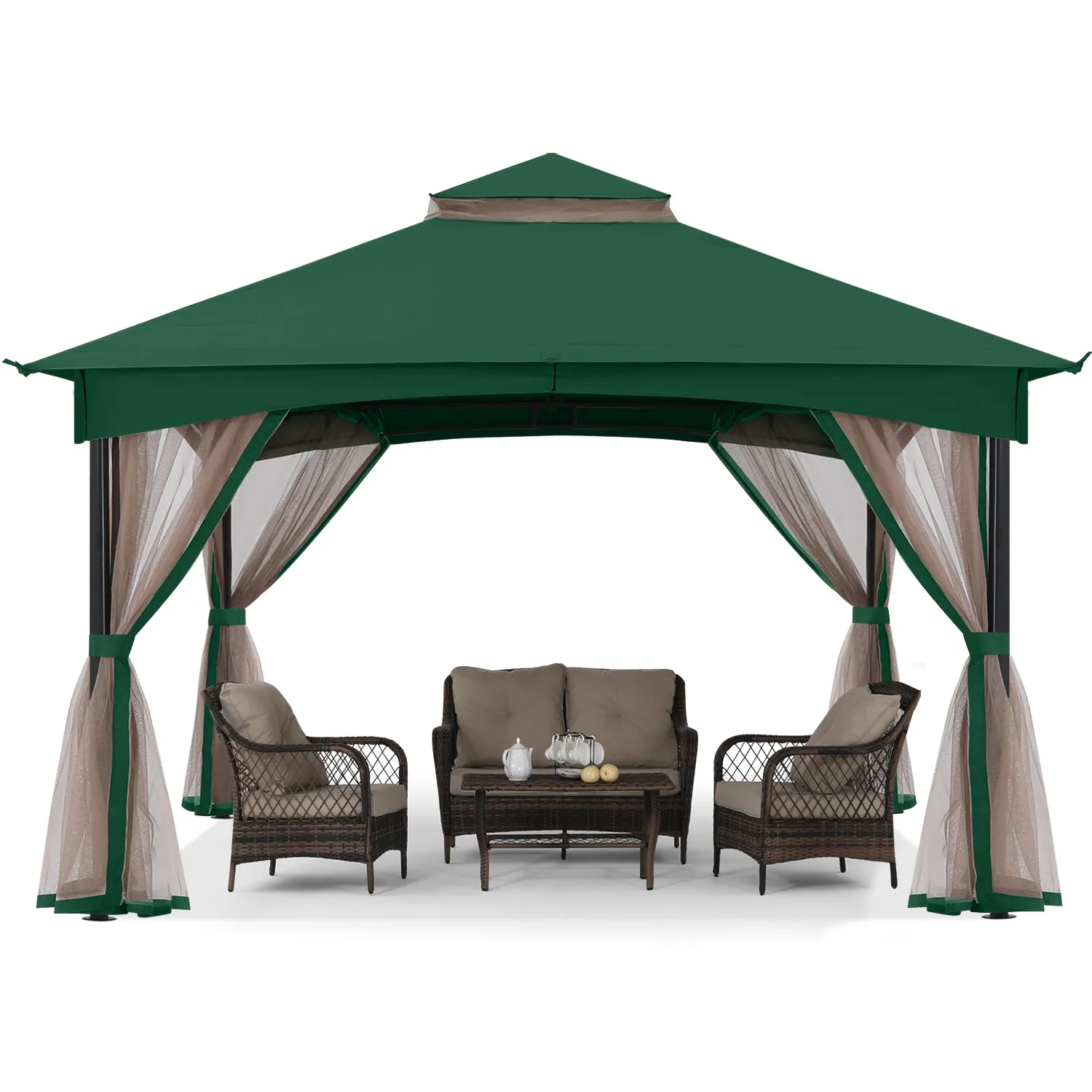 11x11 Patio Garden Gazebo Screw Free Outdoor Gazebo with Netting Walls