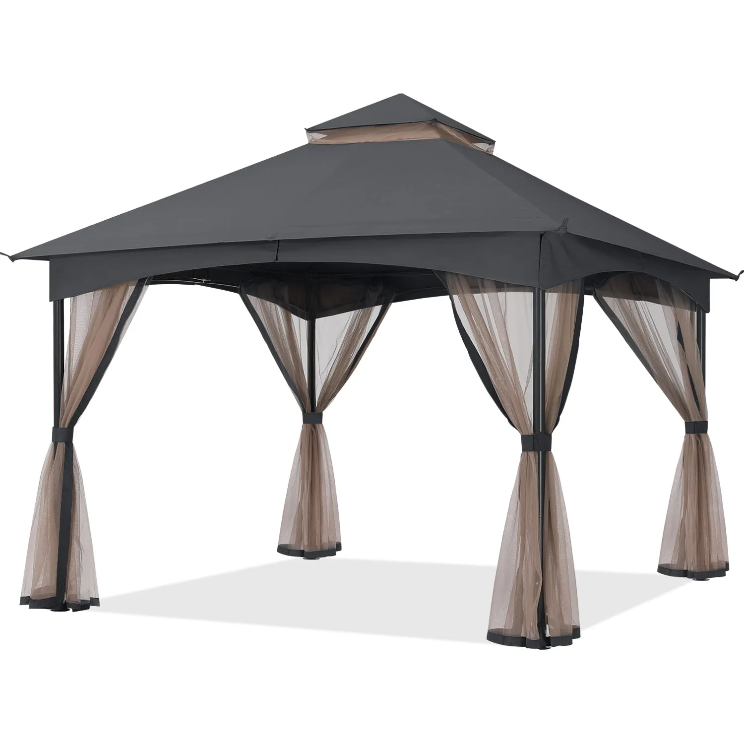 11x11 Patio Garden Gazebo Screw Free Outdoor Gazebo with Netting Walls