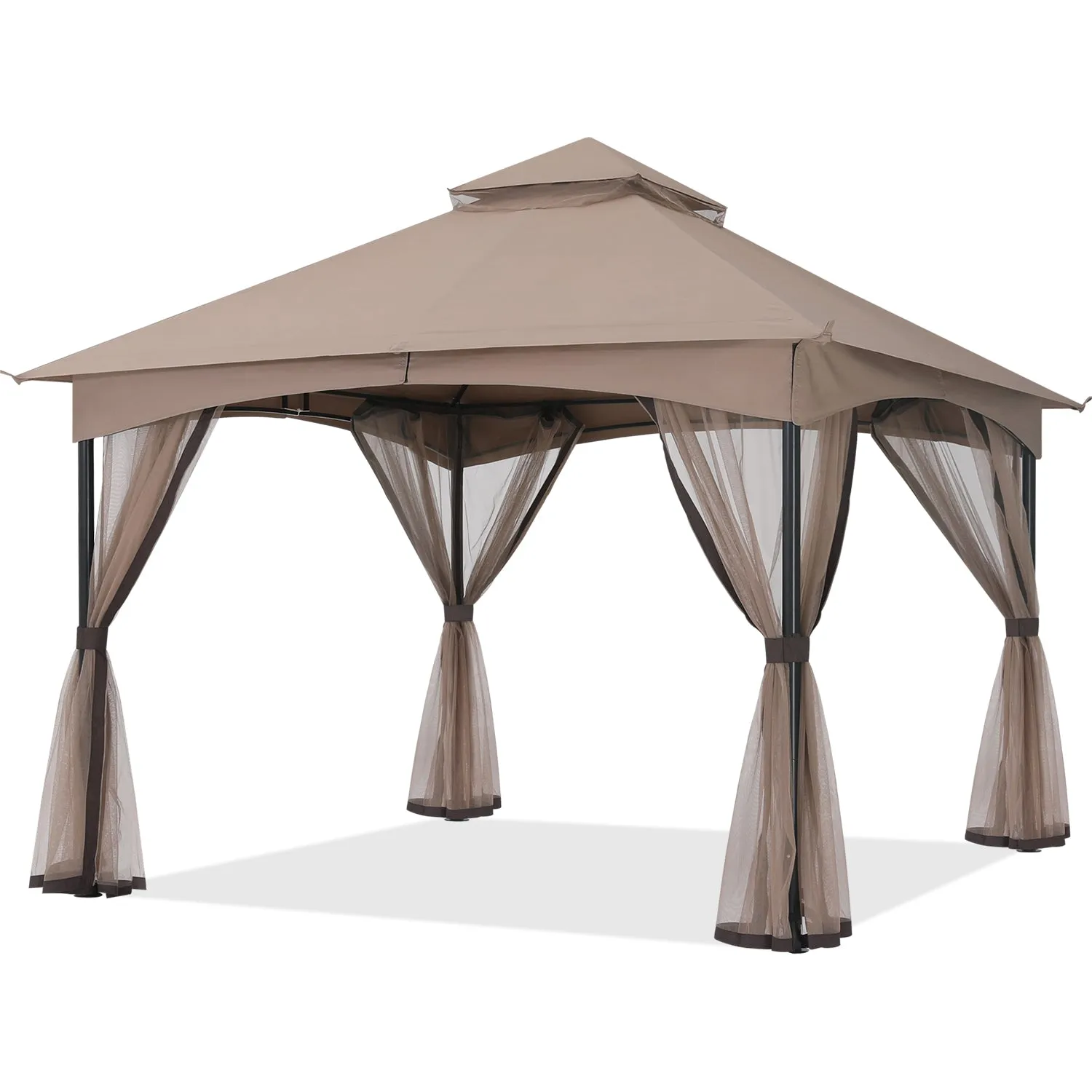 11x11 Patio Garden Gazebo Screw Free Outdoor Gazebo with Netting Walls