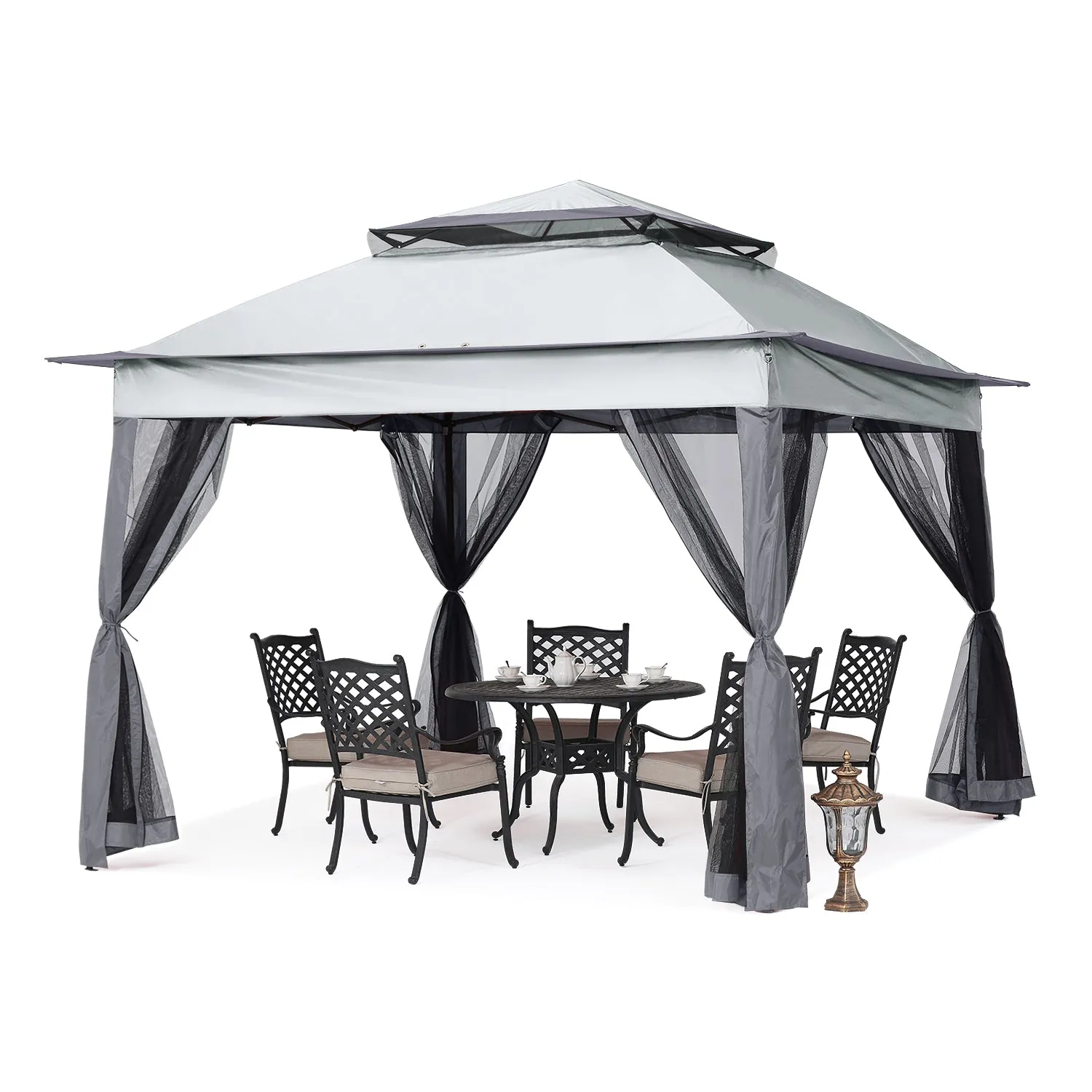 11x11 Patio Gazebo Outdoor Pop Up Gazebo with Mesh Walls