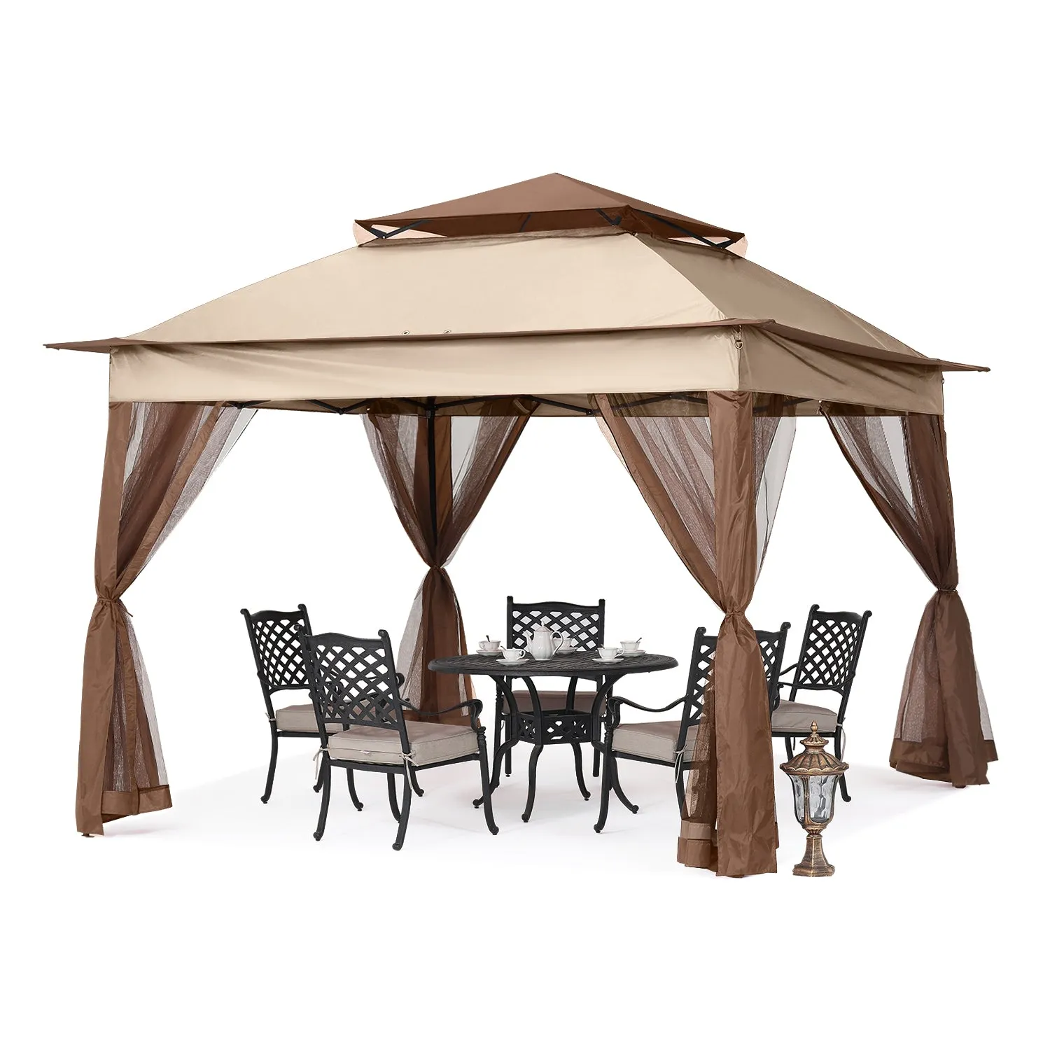 11x11 Patio Gazebo Outdoor Pop Up Gazebo with Mesh Walls