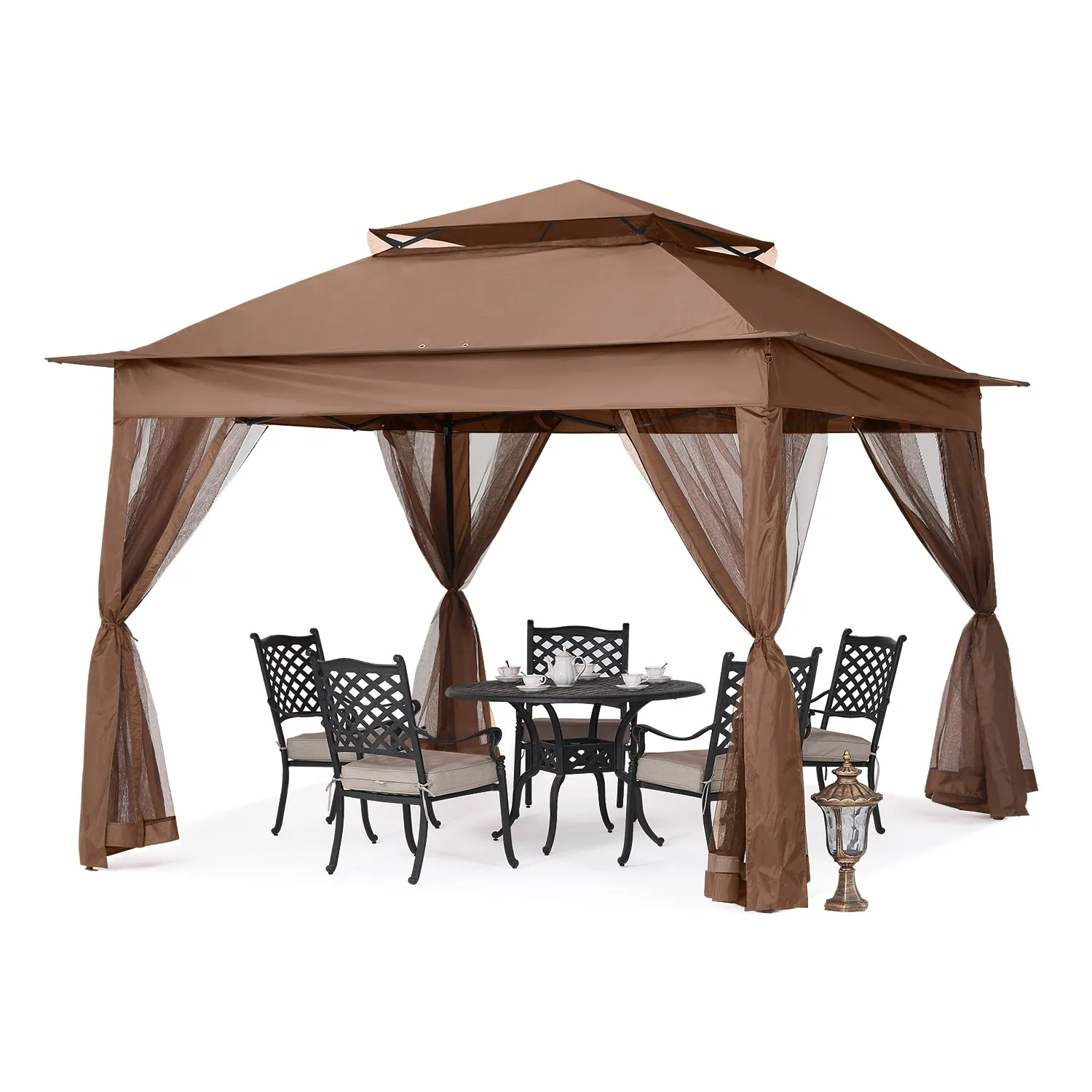 11x11 Patio Gazebo Outdoor Pop Up Gazebo with Mesh Walls