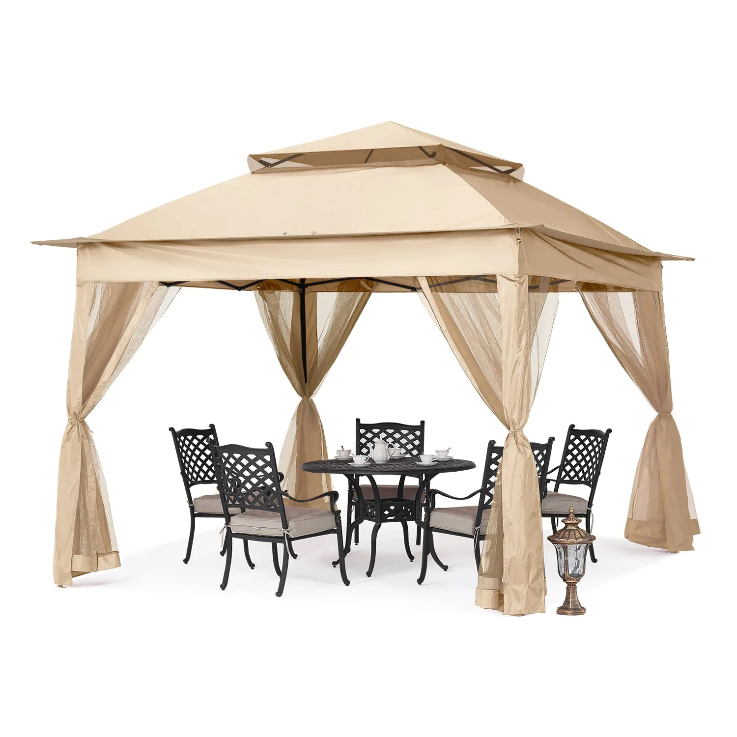 11x11 Patio Gazebo Outdoor Pop Up Gazebo with Mesh Walls