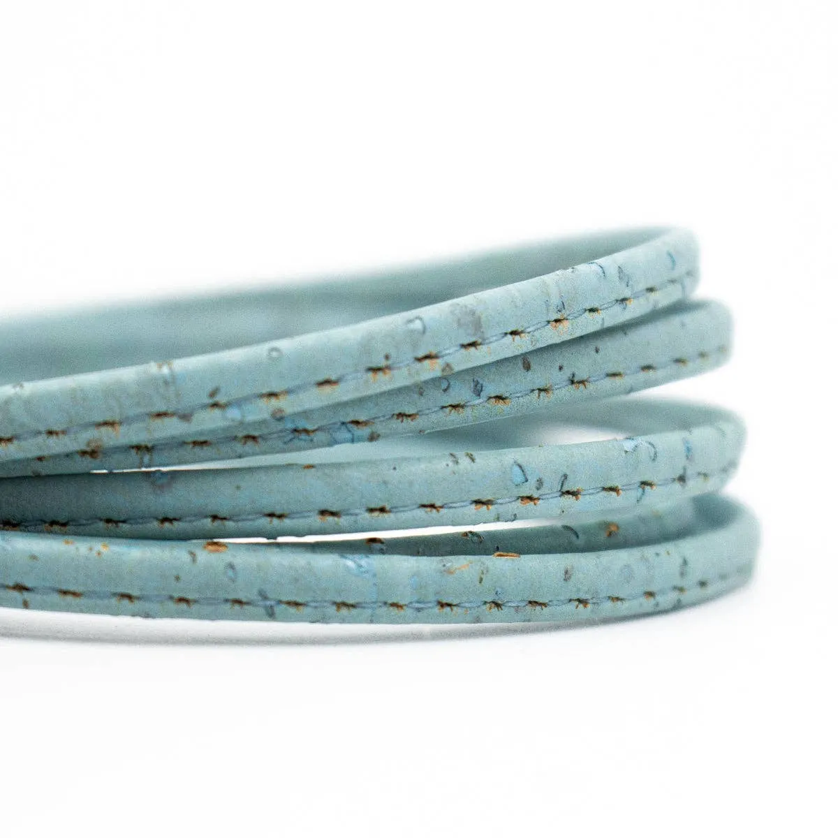 5mm flat sky blue Natural cork cord COR-167(10 meters)