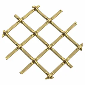 .5" Round Single Diamond Decorative Grille - Satin Brass, 36" W x 24" L Sheet