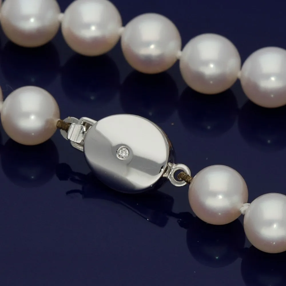 7-7.5mm White Cultured Akoya Pearl Necklace 18"