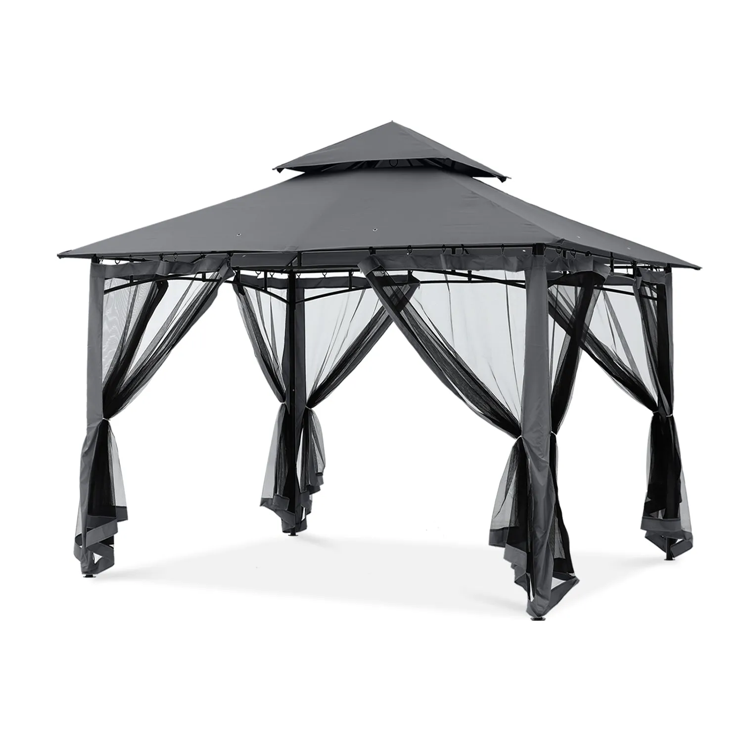 8x8/10x10/10x12 Outdoor Garden Patio Gazebo with Stable Steel Farme and Netting Walls