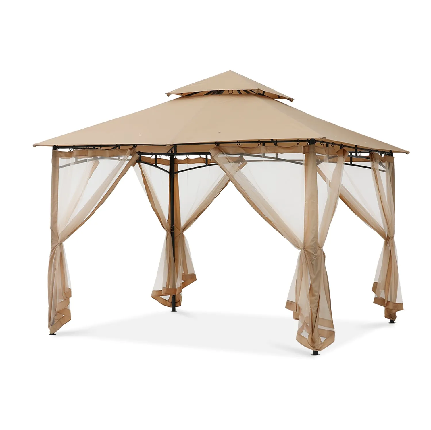 8x8/10x10/10x12 Outdoor Garden Patio Gazebo with Stable Steel Farme and Netting Walls