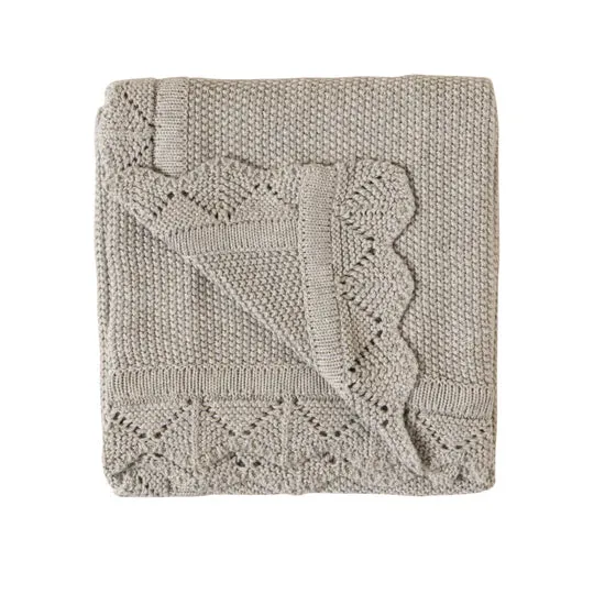 All 4 Ella Knitted Blanket - Light Grey