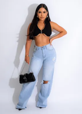 Best Gift Ribbed Crop Top Black