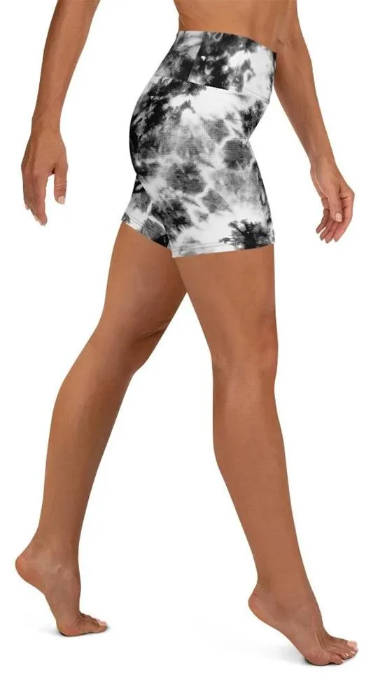 Black & White Tie Dye Yoga Shorts