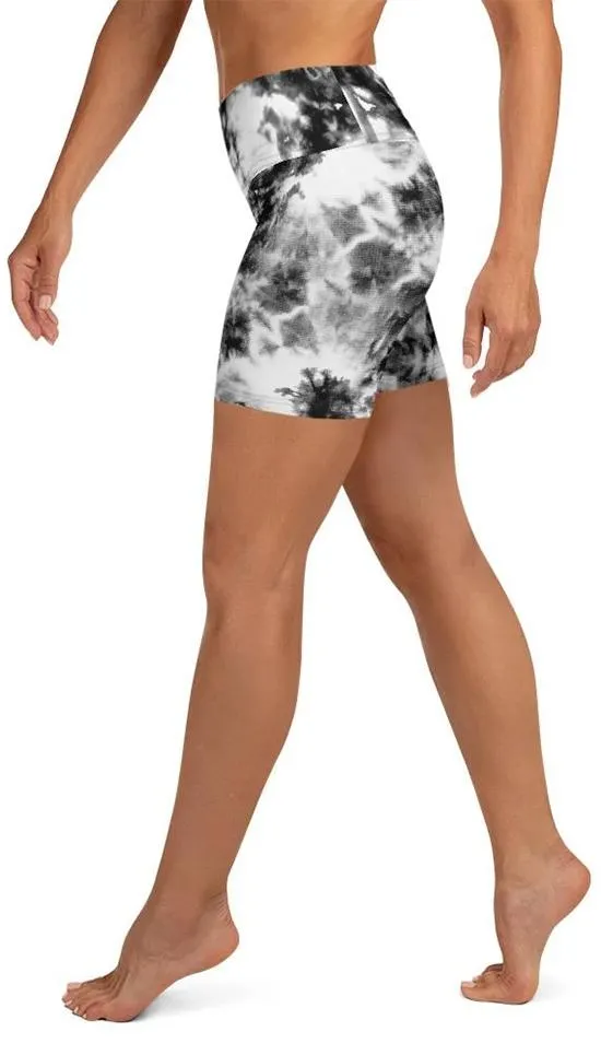 Black & White Tie Dye Yoga Shorts