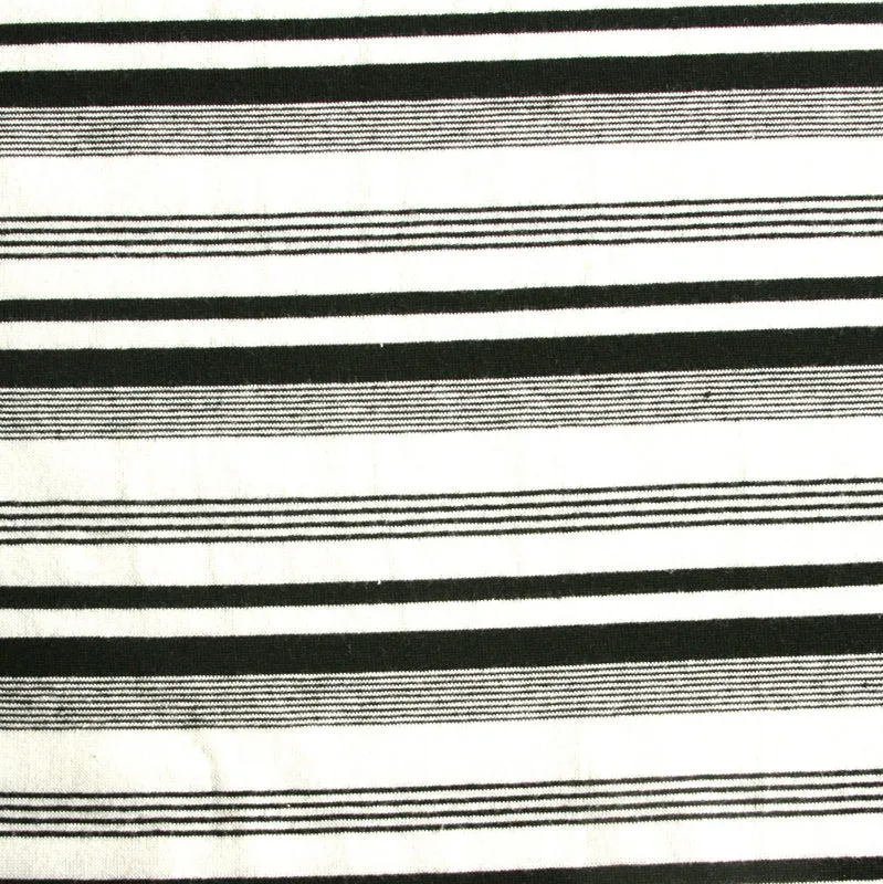 Black/White Thick and Thin Stripe Knit Fabric