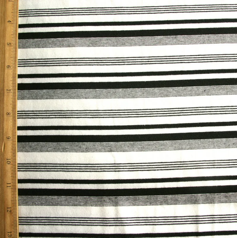 Black/White Thick and Thin Stripe Knit Fabric