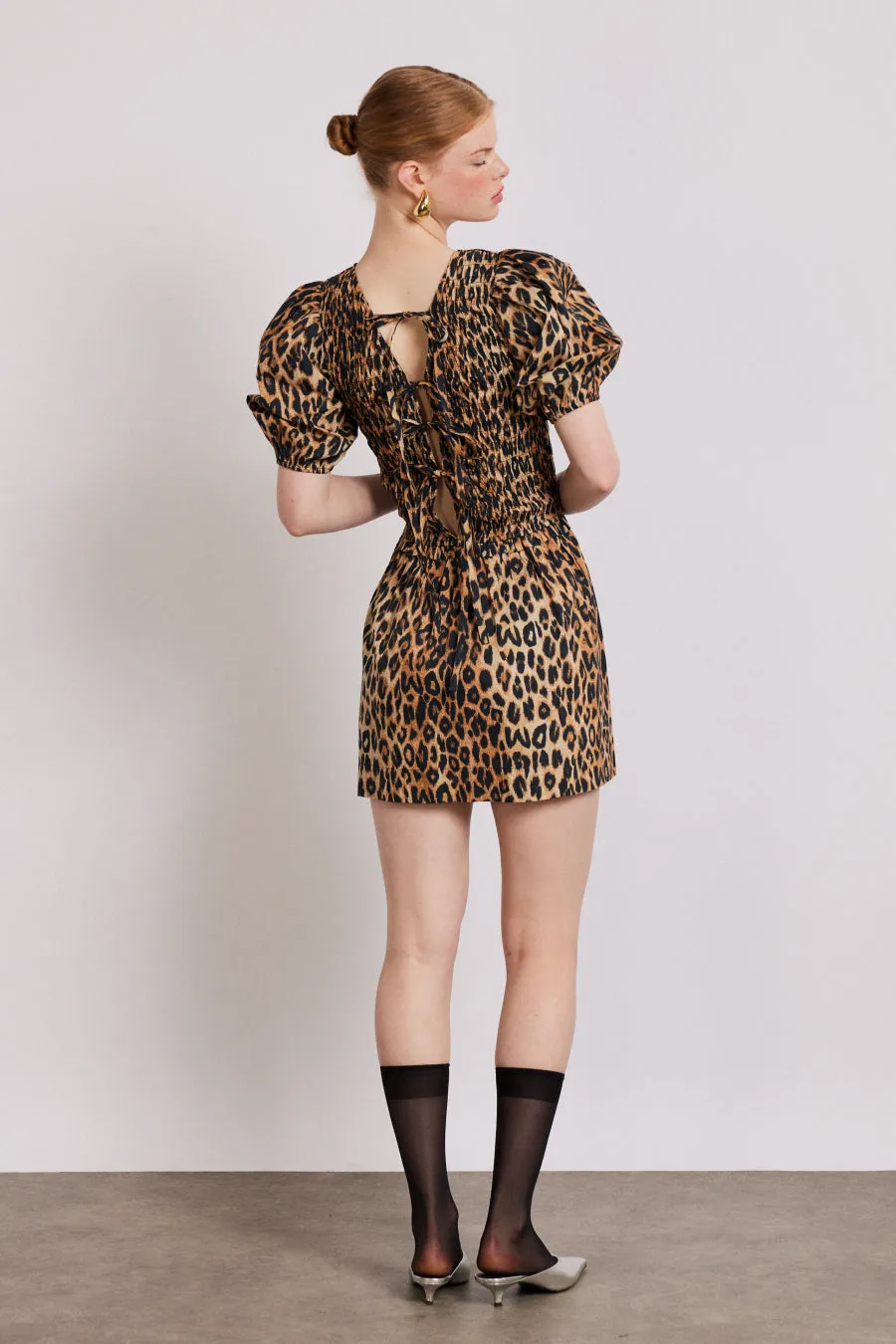 Bluebelle shirred mini dress - leopard