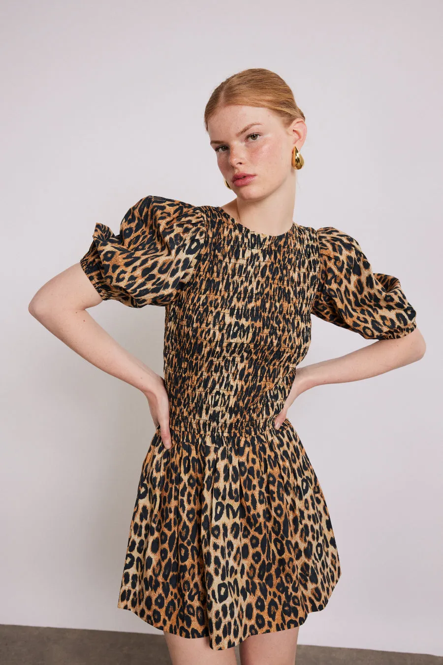 Bluebelle shirred mini dress - leopard