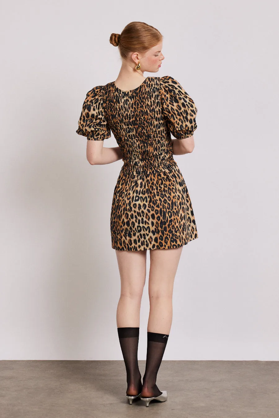 Bluebelle shirred mini dress - leopard