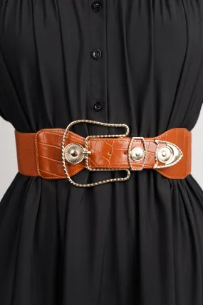 Brown Pin-Buckle Elasticated Belt