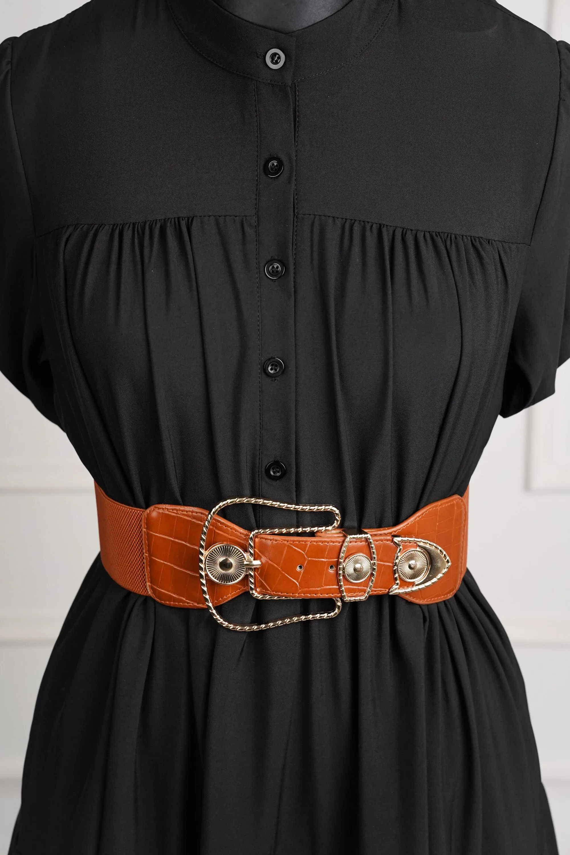 Brown Pin-Buckle Elasticated Belt