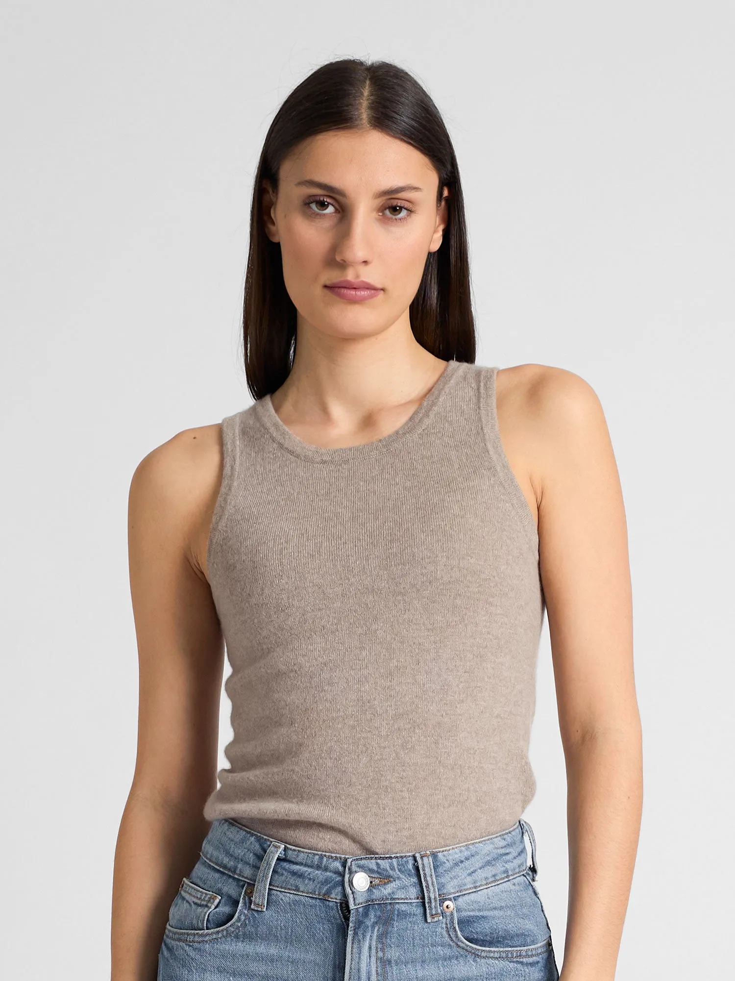 Cashmere singlet "Tyra" - toast