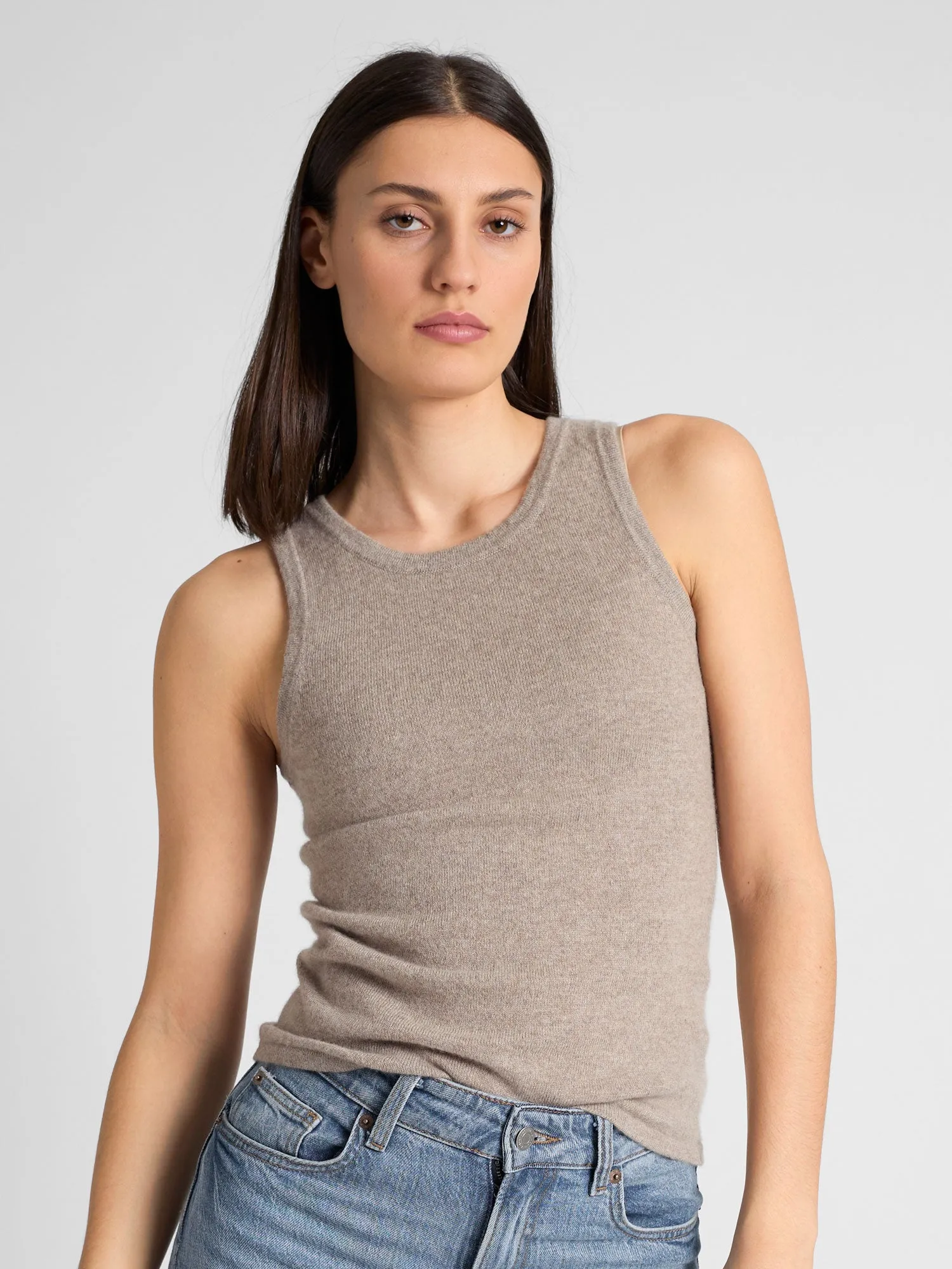 Cashmere singlet "Tyra" - toast