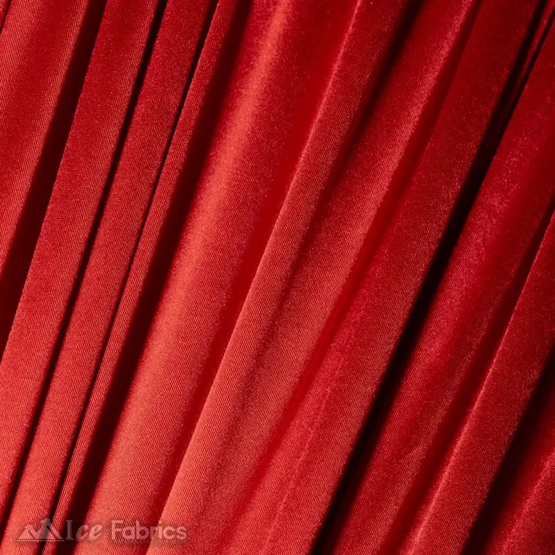 Casino 4 Way Stretch Satin Fabric Shiny Red Silky Spandex