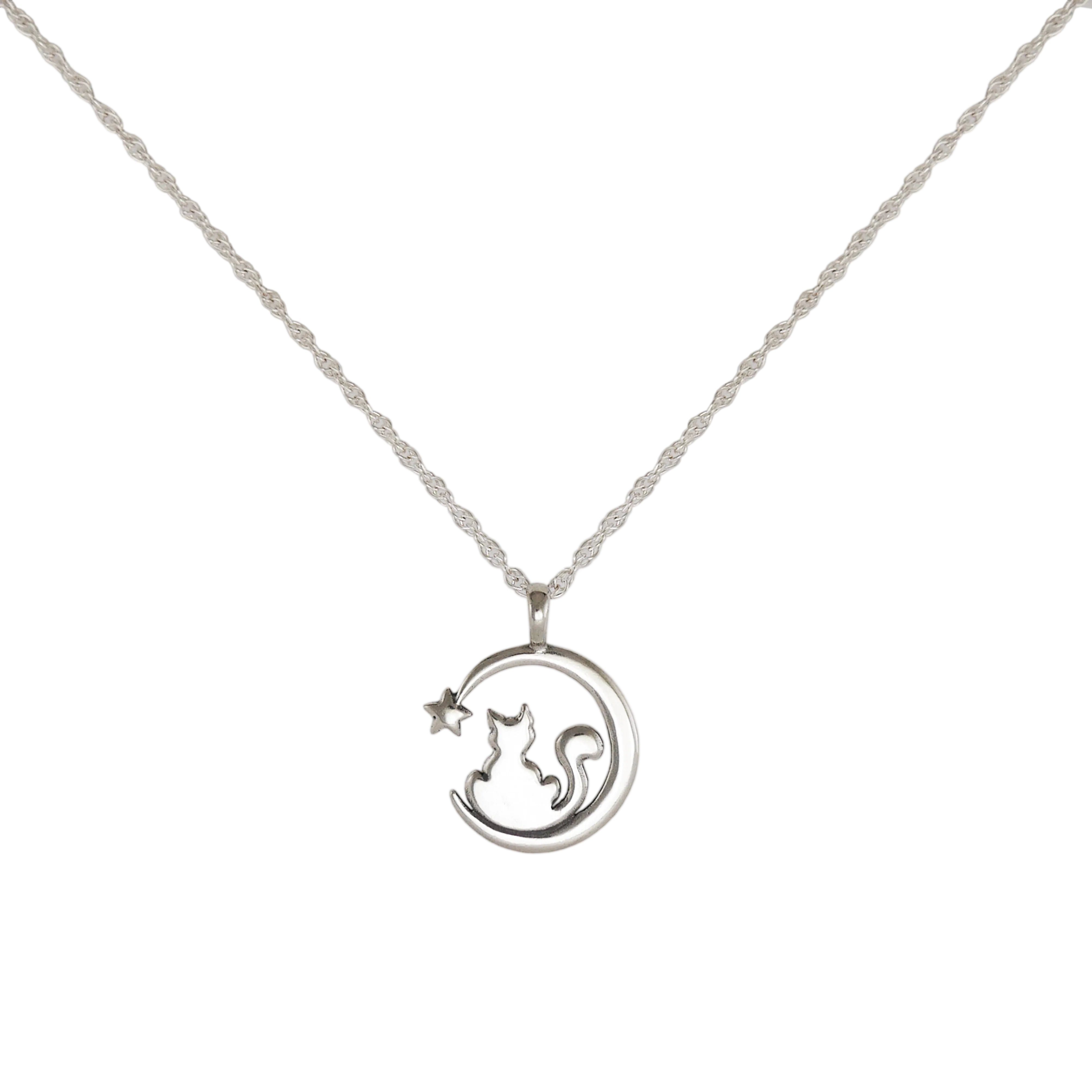 Cat and Moon Necklace