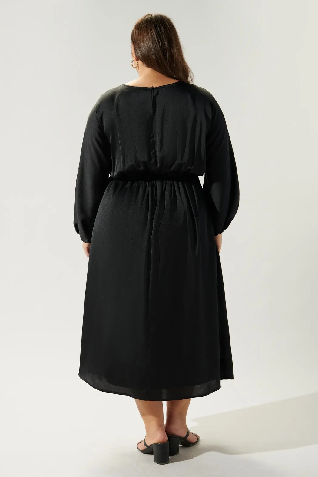 Chateau Satin Dolman Sleeve Midi Dress Curve