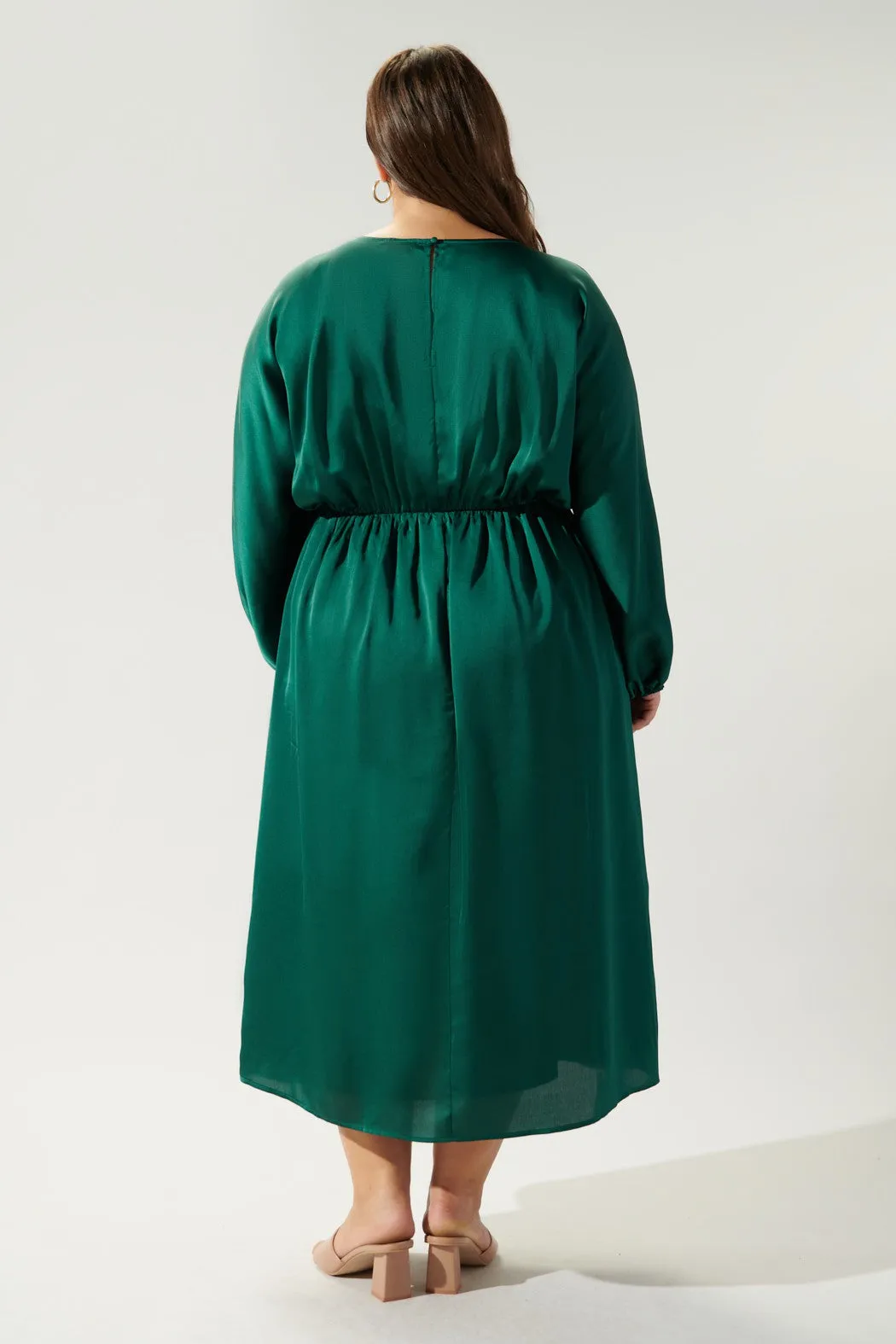 Chateau Satin Dolman Sleeve Midi Dress Curve