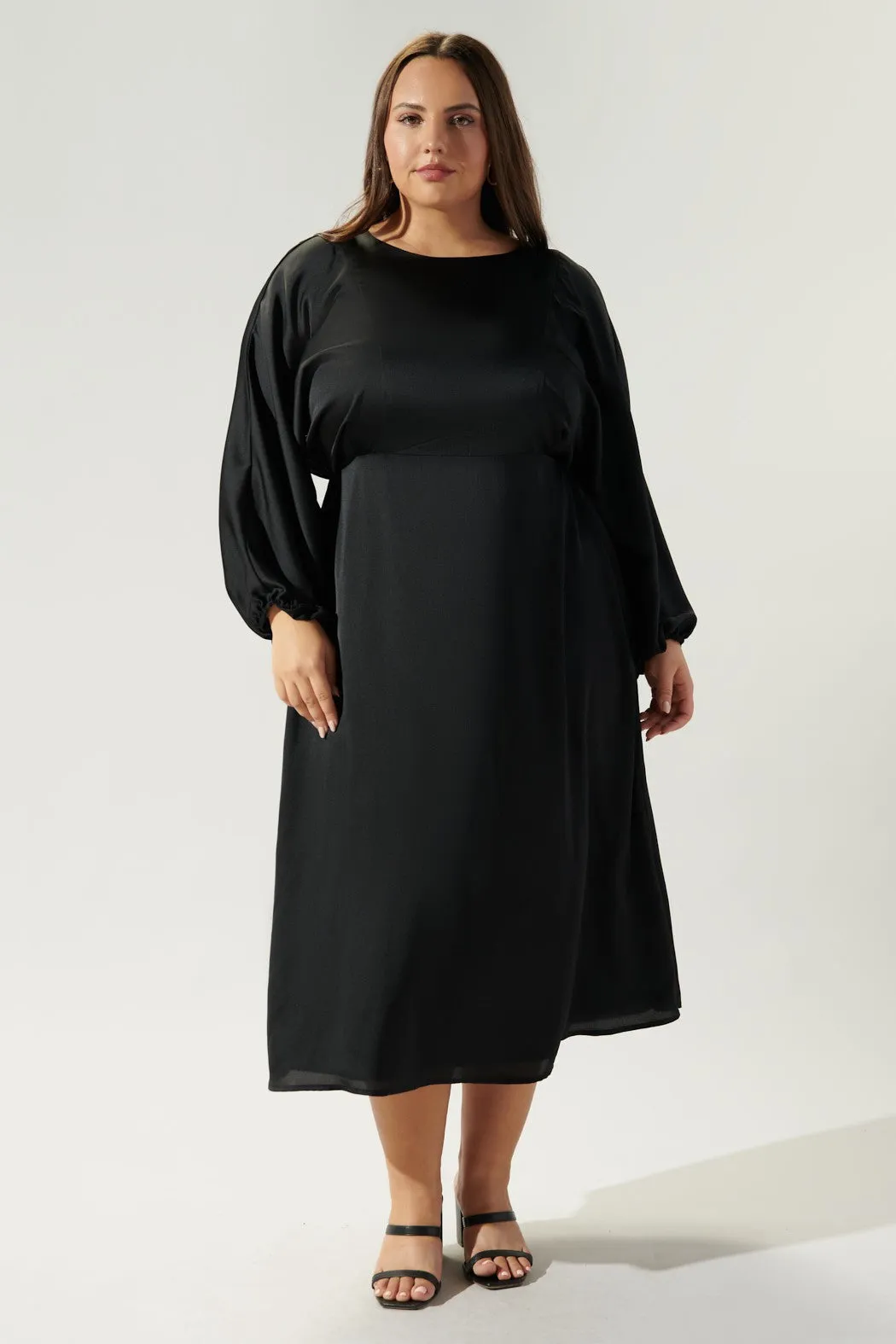 Chateau Satin Dolman Sleeve Midi Dress Curve