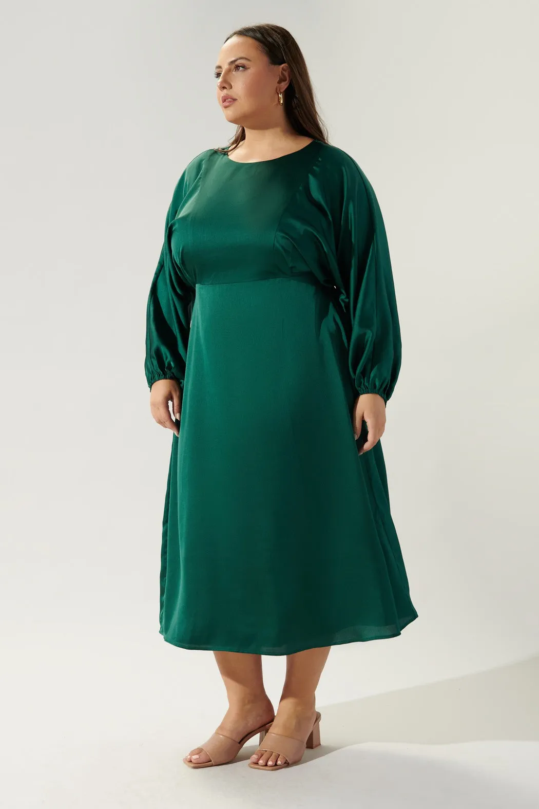 Chateau Satin Dolman Sleeve Midi Dress Curve