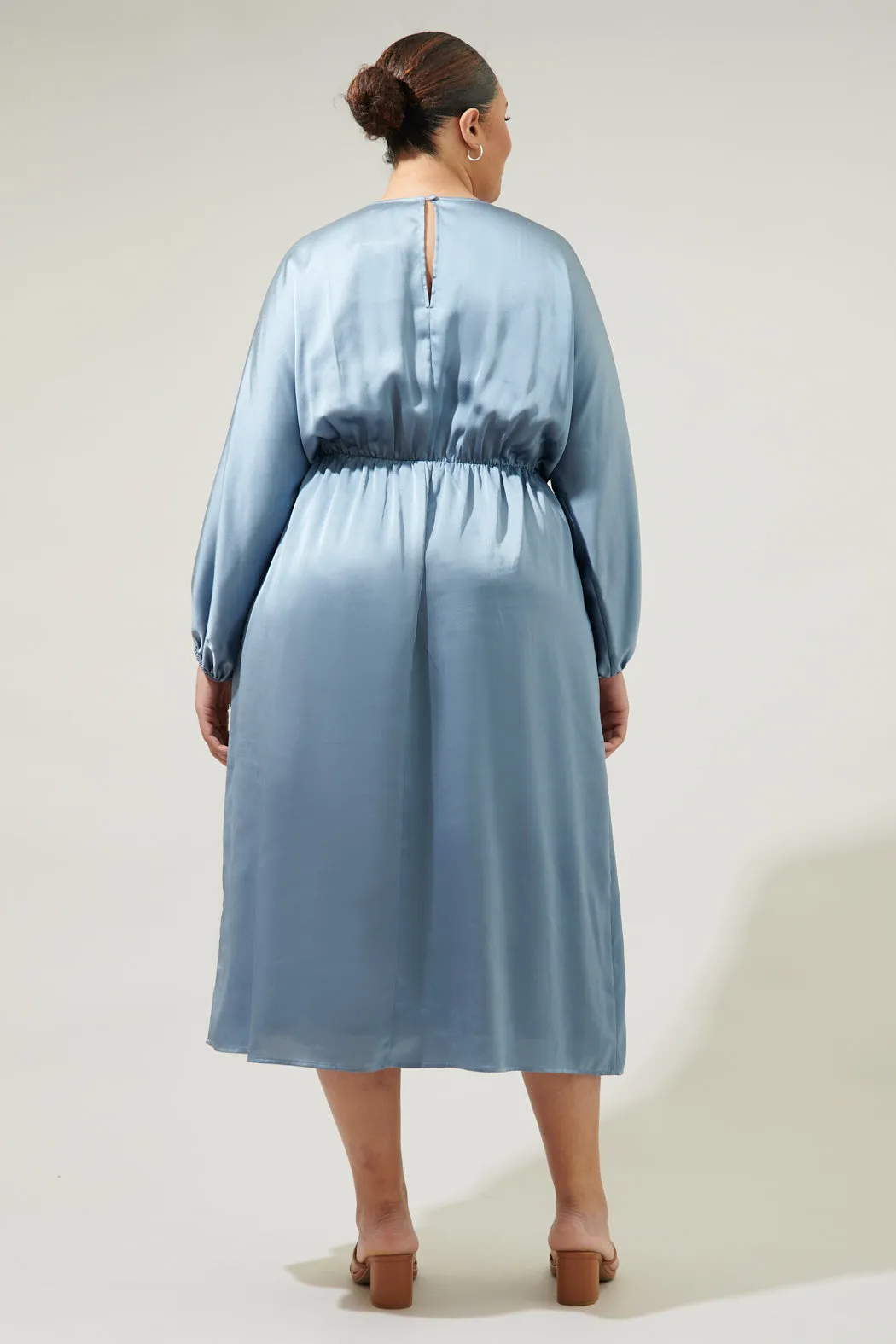 Chateau Satin Dolman Sleeve Midi Dress Curve