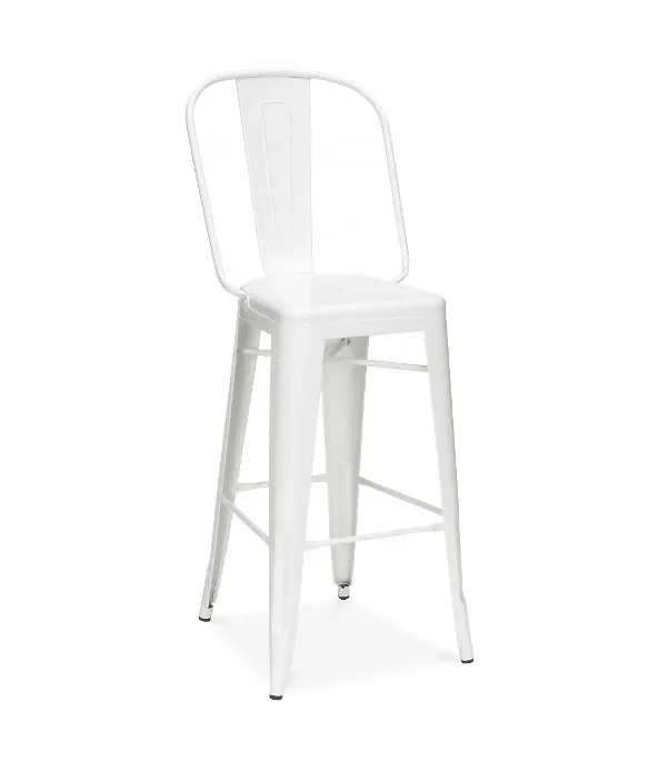 Classic Solid White High Back Tolix Bar Stool