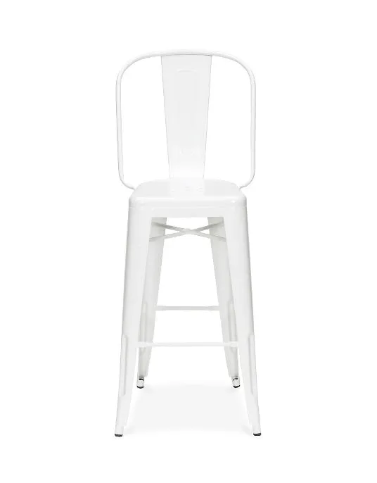 Classic Solid White High Back Tolix Bar Stool