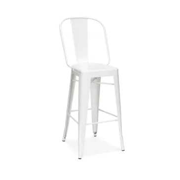 Classic Solid White High Back Tolix Bar Stool