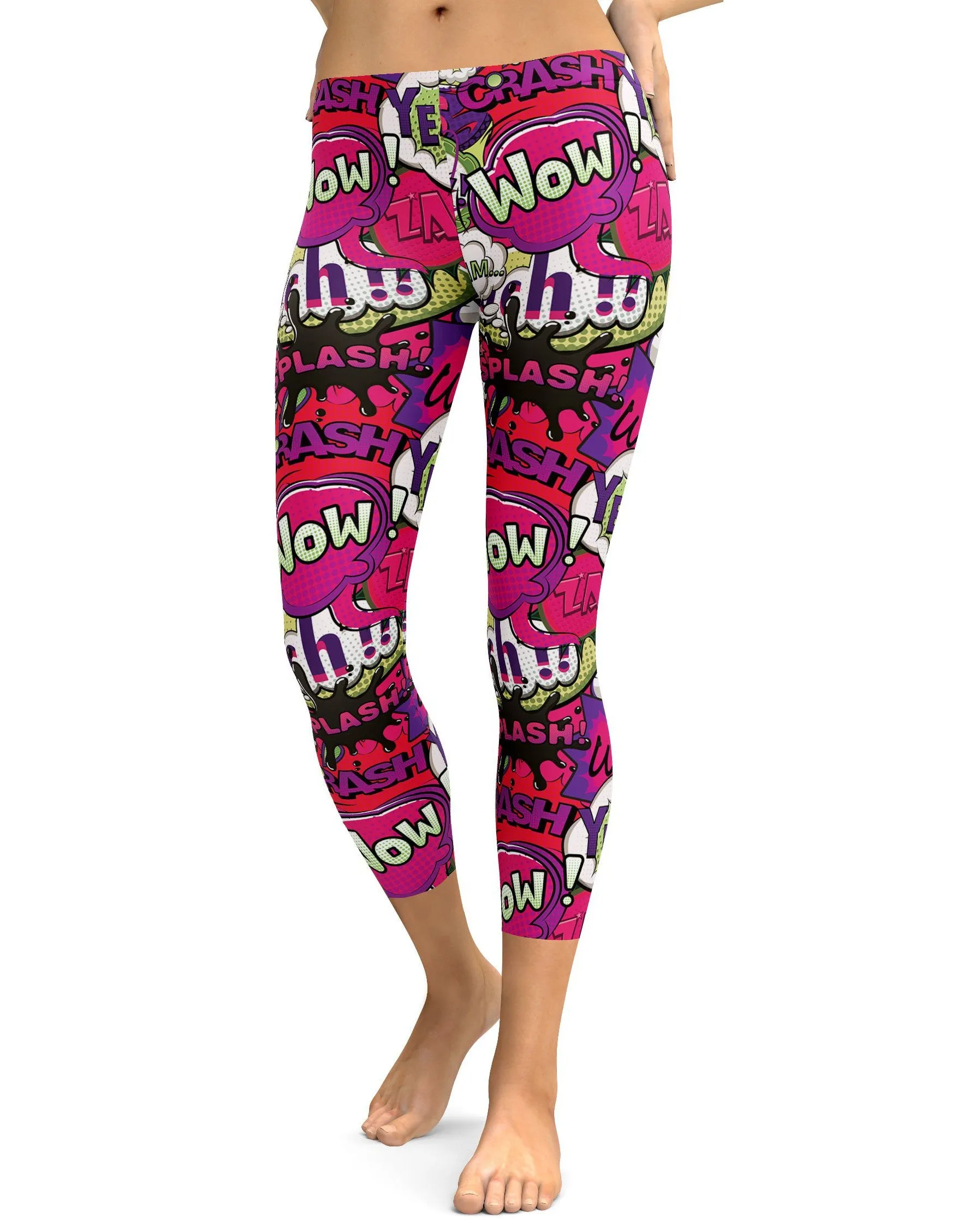 Comic Book Bubbles Pink Capris