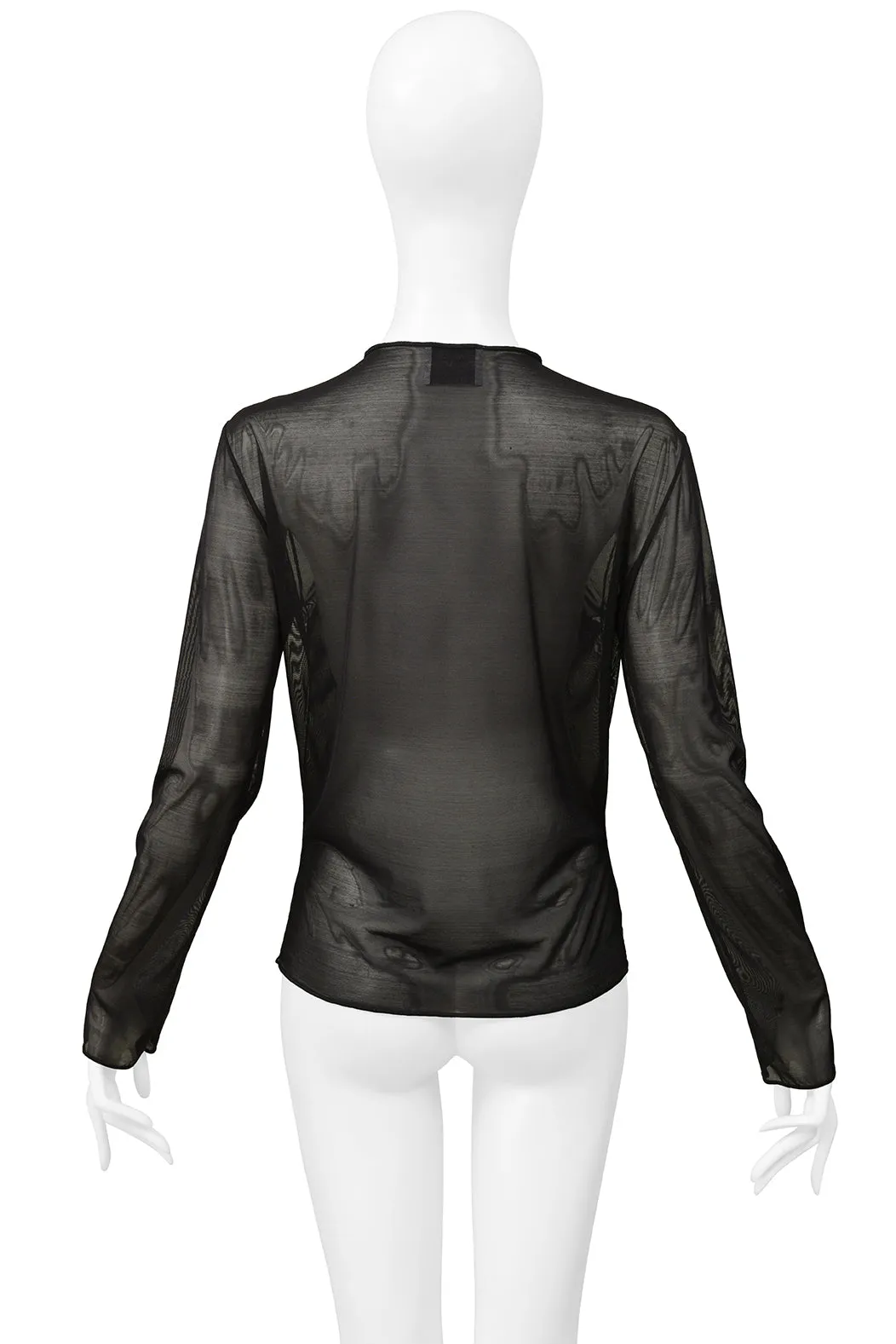 GIANFRANCO FERRE BLACK MESH LONG SLEEVE TOP WITH SEQUIN BAND