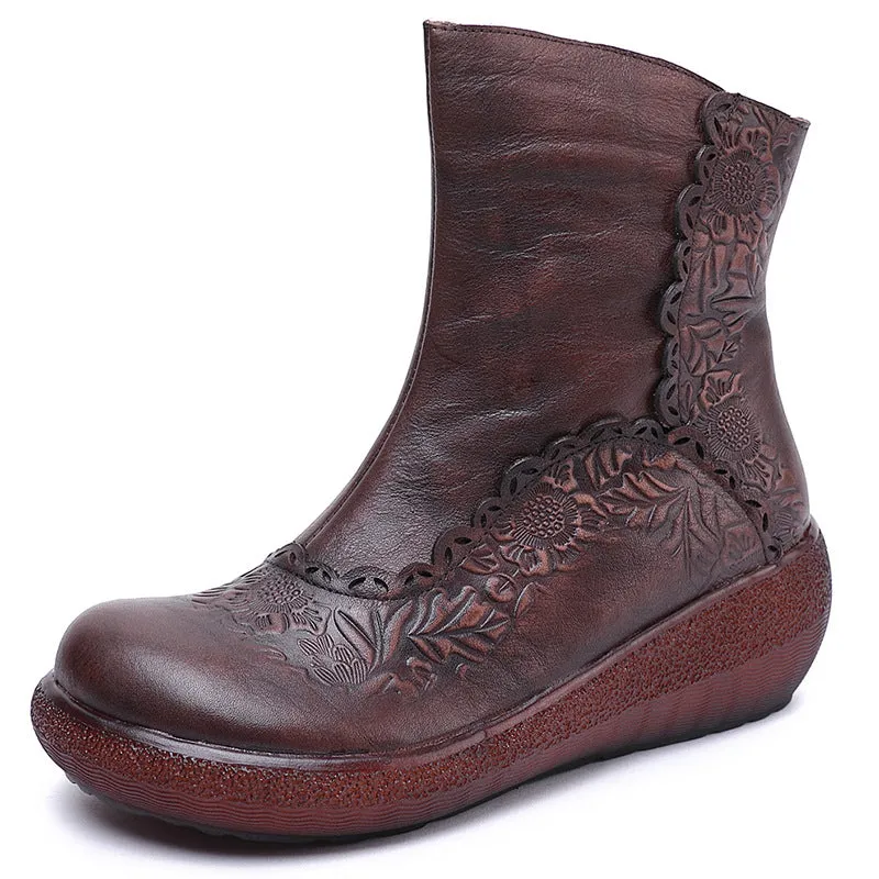 Hand-Carved Thick-Bottomed Retro Boots | Gift Shoes