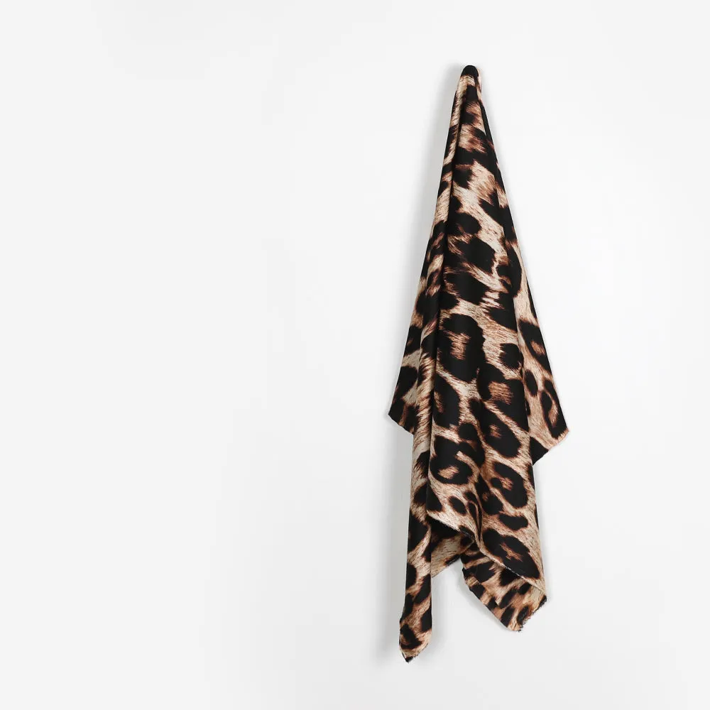 Leopard Print Poly Satin - Brown