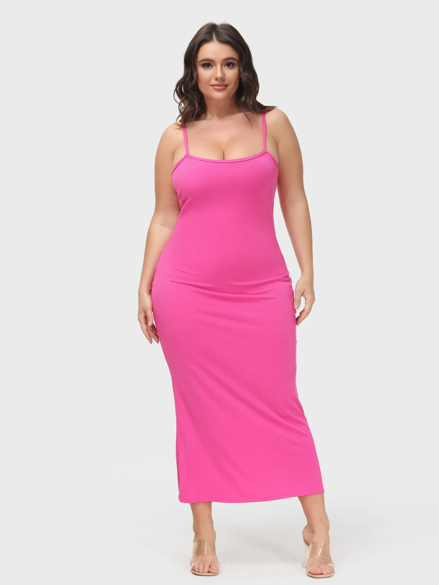 Midsize Goddess Slip Long Dress With Built-in Shapewear