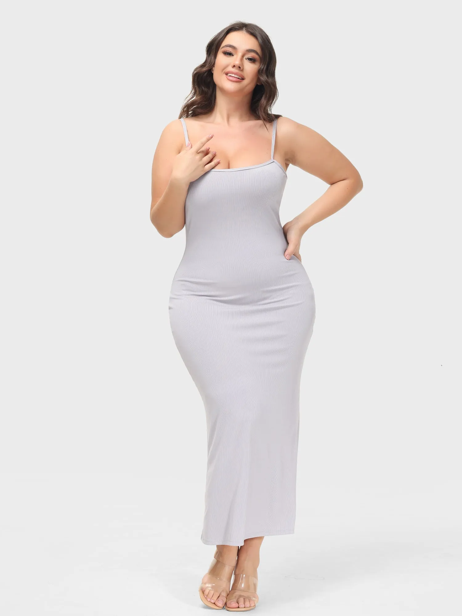 Midsize Goddess Slip Long Dress With Built-in Shapewear