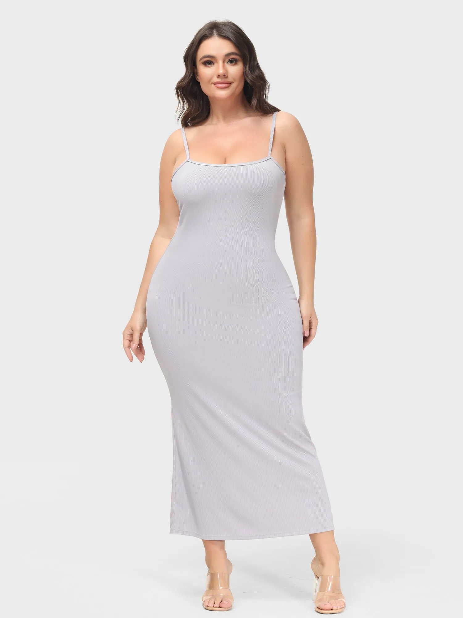 Midsize Goddess Slip Long Dress With Built-in Shapewear