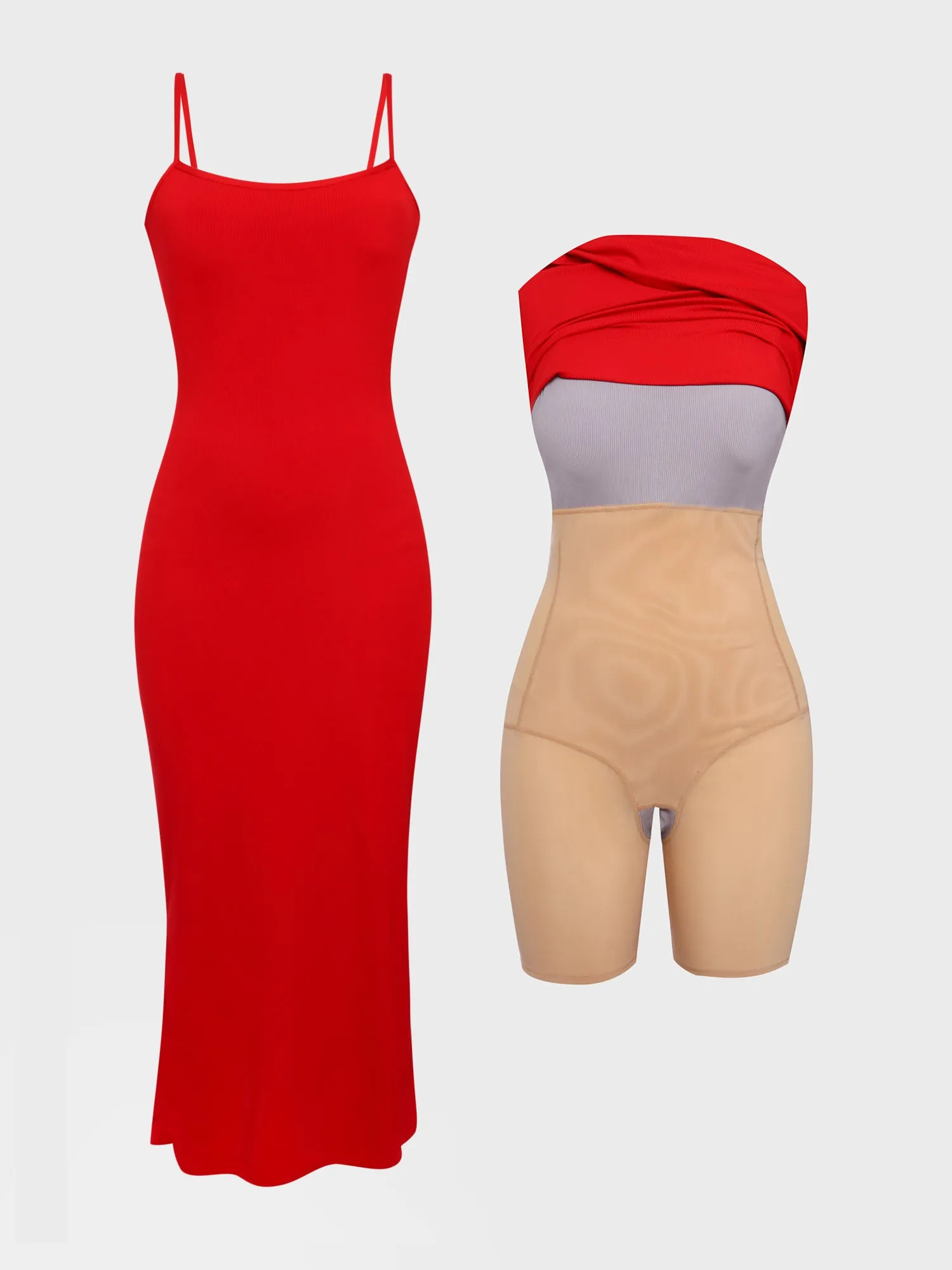 Midsize Goddess Slip Long Dress With Built-in Shapewear