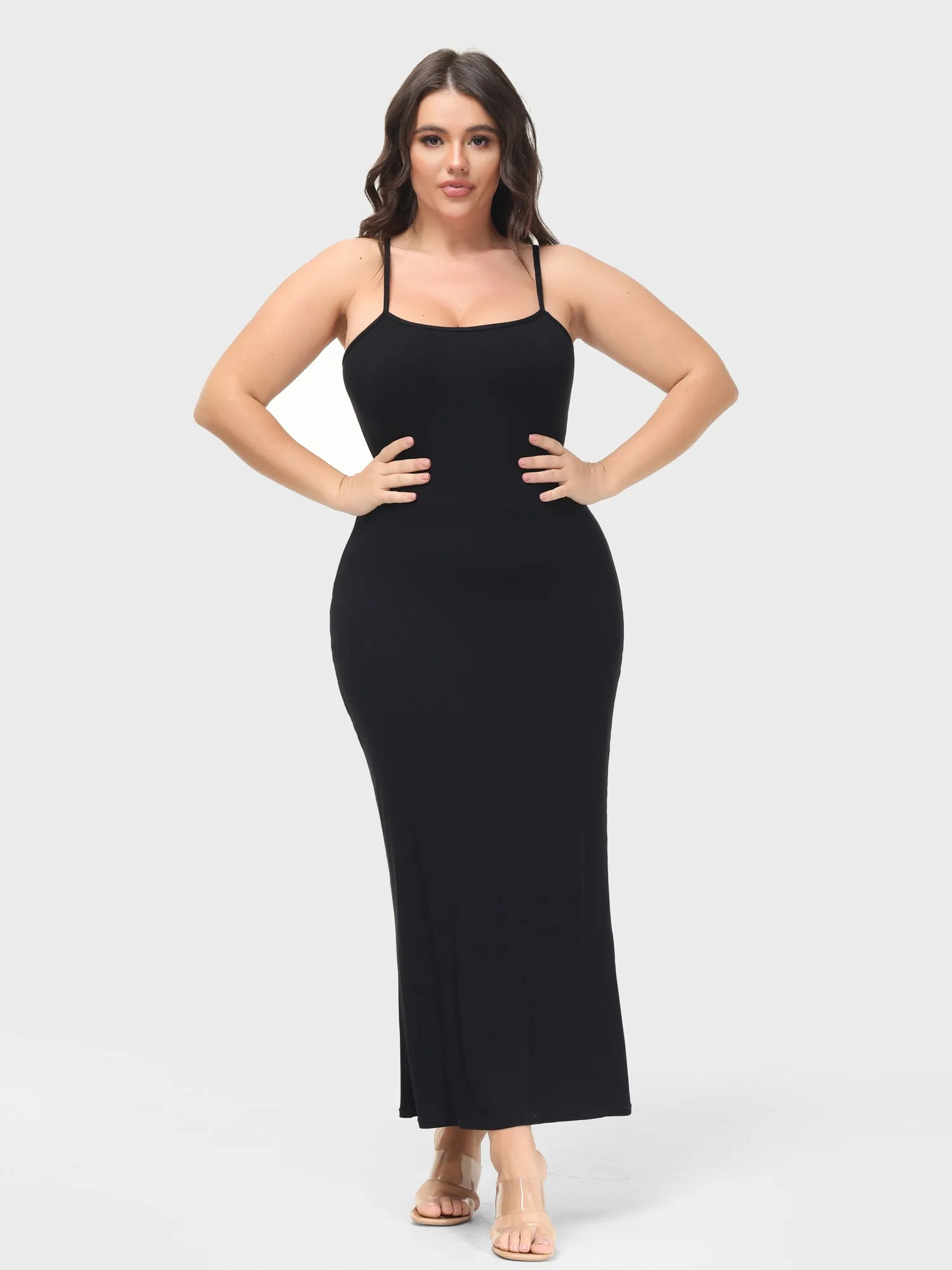 Midsize Goddess Slip Long Dress With Built-in Shapewear