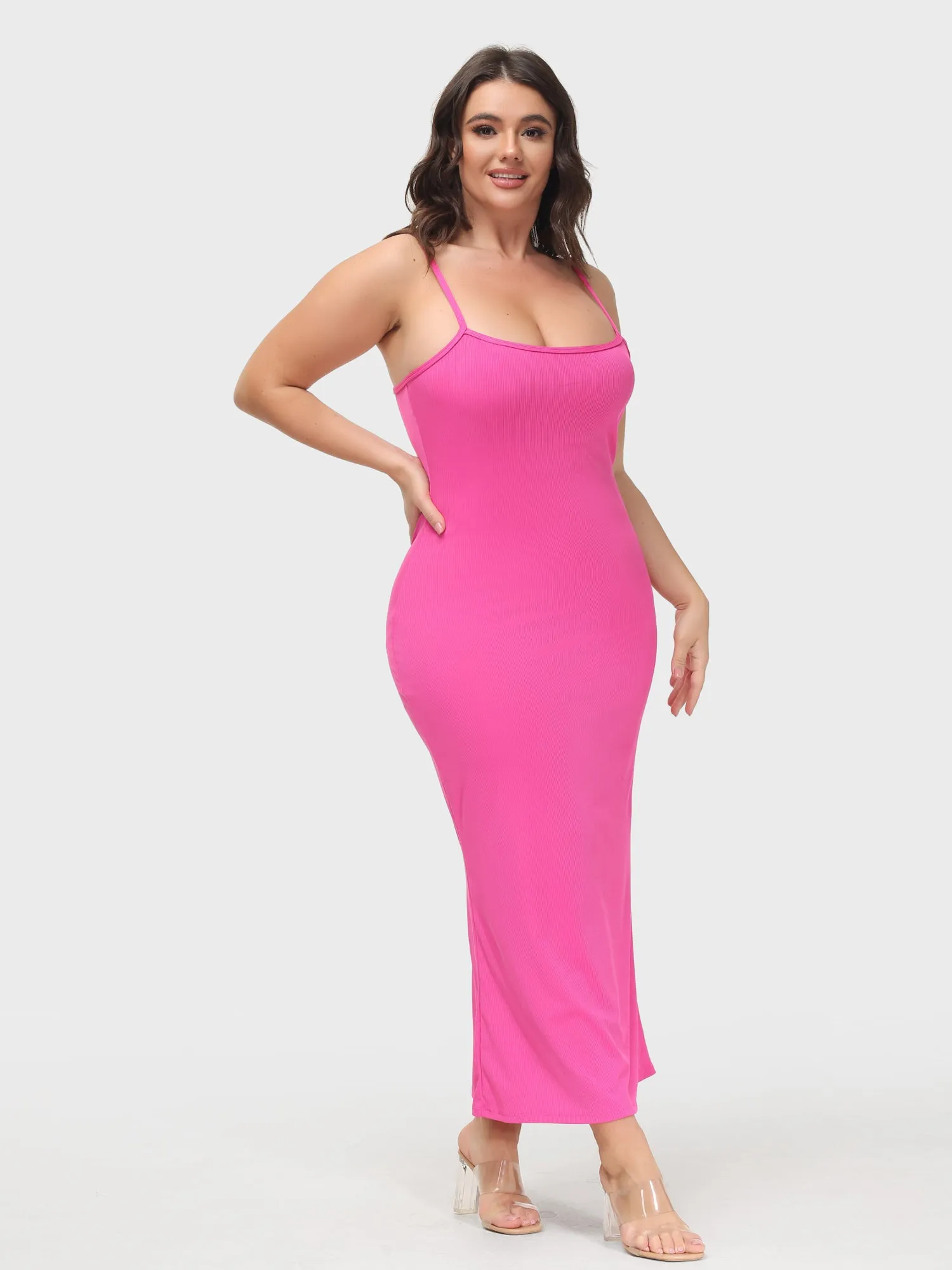 Midsize Goddess Slip Long Dress With Built-in Shapewear