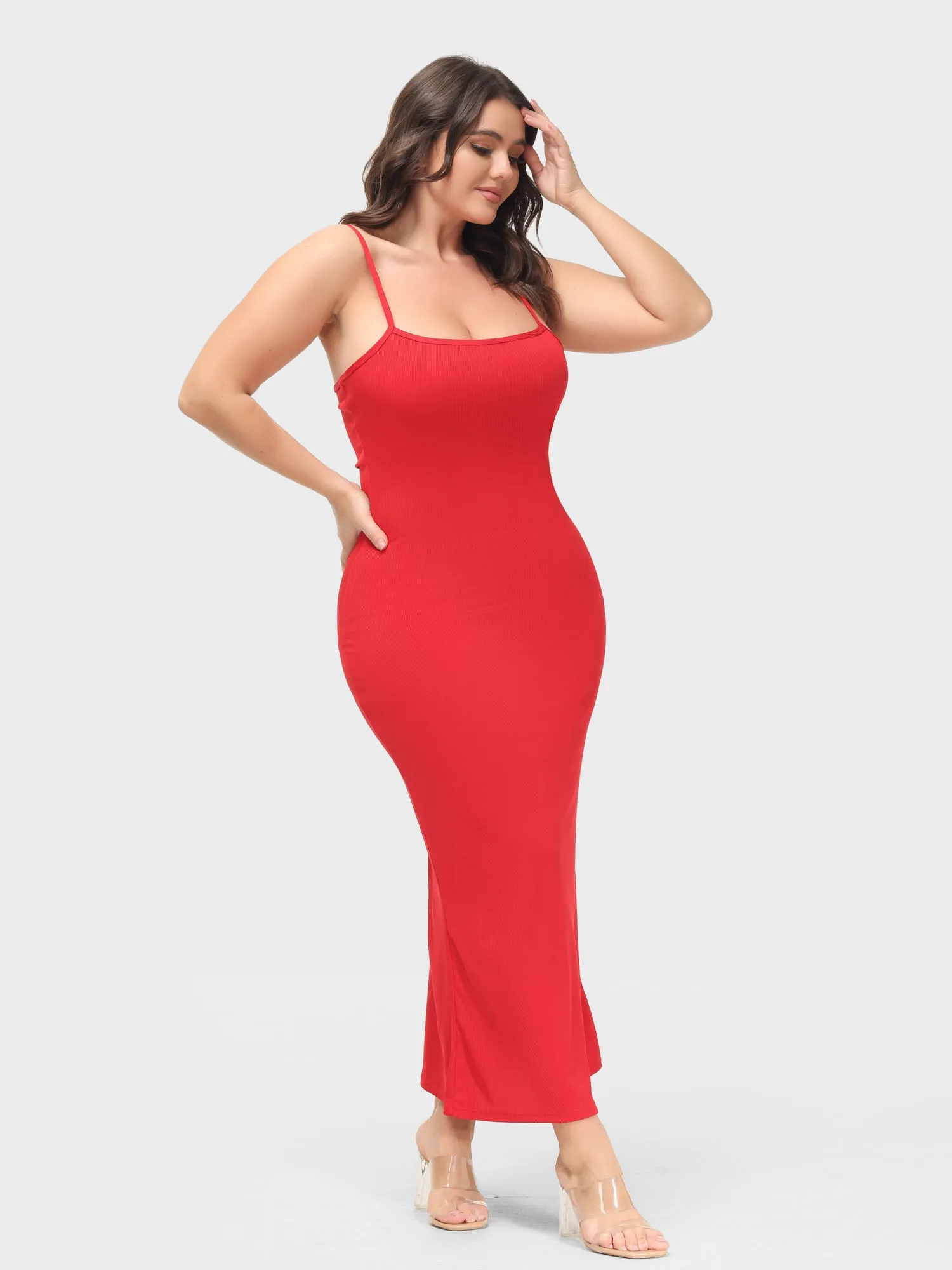 Midsize Goddess Slip Long Dress With Built-in Shapewear