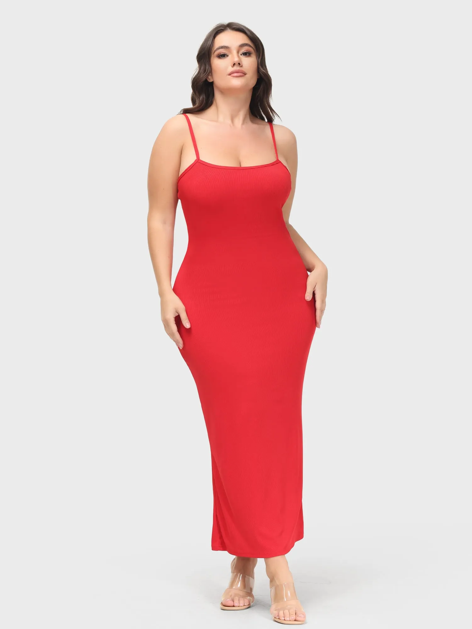 Midsize Goddess Slip Long Dress With Built-in Shapewear