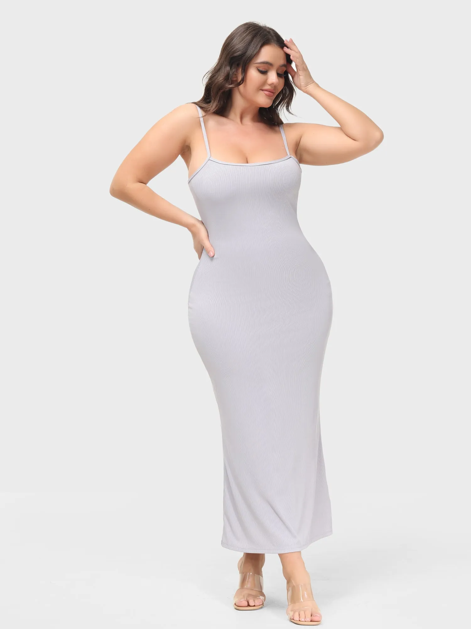 Midsize Goddess Slip Long Dress With Built-in Shapewear